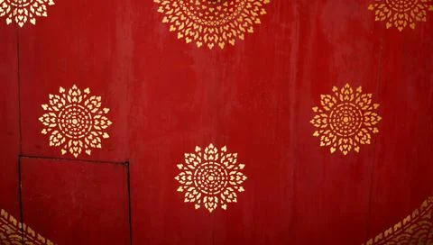 Thai ancient native pattern on red background. Stock Photos