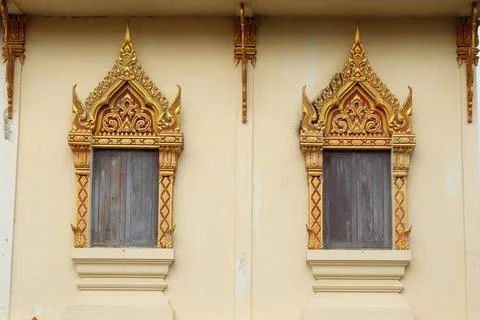 Thai ancient style window. Stock Photos