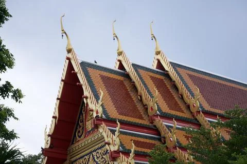 Thai art, building, temples in thailand, sky background Stock Photos