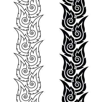 Thai art seamless long pattern - Lai Thai Stock Illustration