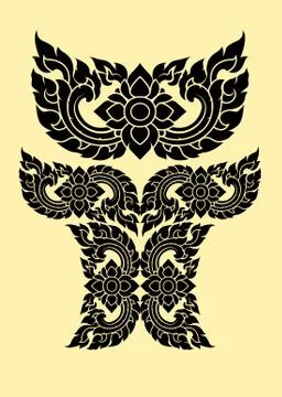 Thai art style of bear vector Stock Illustration