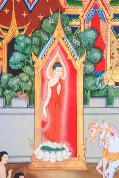 Thai art on the wall Stock Photos