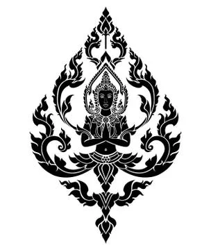 Thai arts angel, vector pattern Stock Illustration