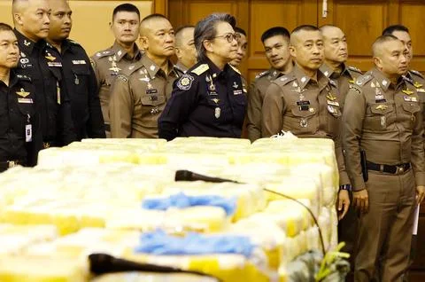 Thai authorities seized large quantity of drugs under Prime Minister's drug prob Stock Photos