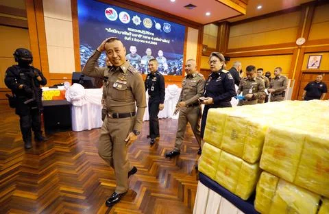 Thai authorities seized large quantity of drugs under Prime Minister's drug prob Stock Photos