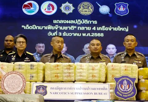 Thai authorities seized large quantity of drugs under Prime Minister's drug prob Stock Photos