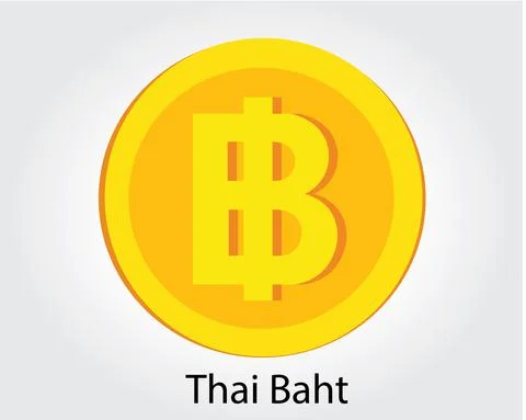 Thai baht golden vector illustration. thai baht money currency Stock Illustration