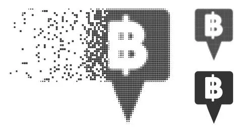 Thai Baht Map Pointer Decomposed Pixel Halftone Icon 스톡 일러스트