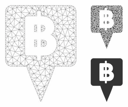 Thai Baht Map Pointer Vector Mesh Carcass Model and Triangle Mosaic Icon Ilustración de archivo