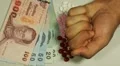 Thai Baht THB, Counting Drugs and Money, Health Care, Colorful Pills HD Footage