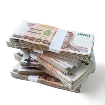 Thai banknotes stacked Stock Photos