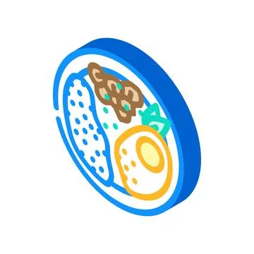 Thai basil chicken cuisine isometric icon vector illustration Stock Illustration