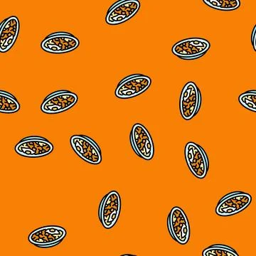 Thai basil chicken cuisine vector seamless pattern Stock Illustration