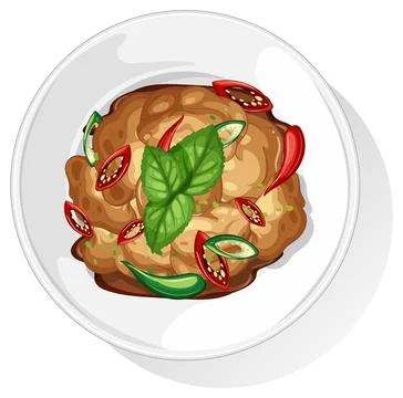 Thai Basil Chicken Vector Illustration Stock Illustration