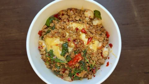 Thai basil pork with scramble egg. Stock Footage 258381670