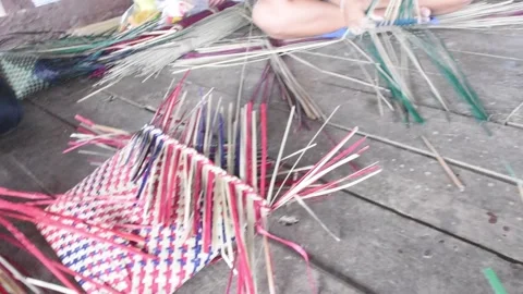 Thai basketry products Stock Footage 155274823