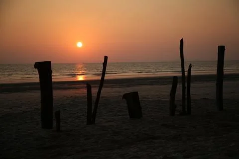 Thai beach sunset 3 Stock Photos