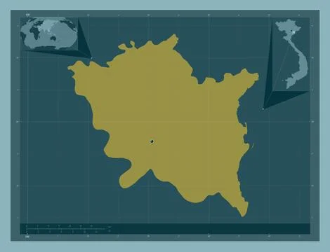 Thai Binh, Vietnam. Solid color shape. Locations of major cities of the regio Stock Illustration