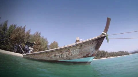 Thai boat side view at Khao Lak - Thailand. Stock Footage 39599778