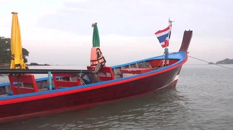 Thai boat with Thai flag  스톡 동영상 48569343
