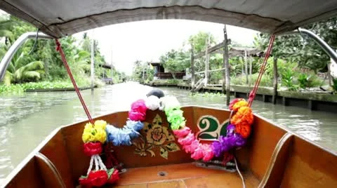 Thai Boats Whizzing down back rivers x2 Clips Video stock 9770604