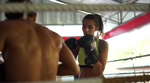 Thai boxer. Muaythai training Stock Footage 60782445