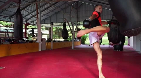 Thai boxer. Muaythai training Stock Footage 60782489