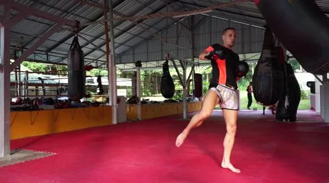Thai boxer. Muaythai training Stock Footage 60782511
