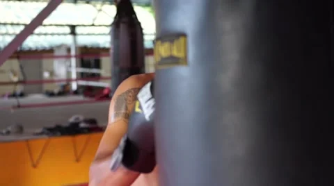 Thai boxer. Muaythai training Stock Footage 60782571