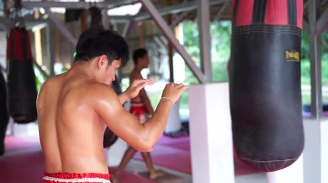 Thai boxer. Muaythai training Stock Footage 60782640