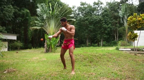 Thai boxer. Muaythai training Stock Footage 60783124