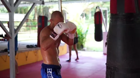 Thai boxer. Muaythai training Stock Footage 60783533