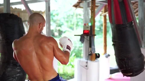 Thai boxer. Muaythai training Stock Footage 60783598