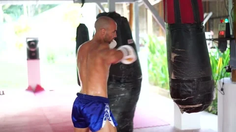 Thai boxer. Muaythai training Stock Footage 60783668