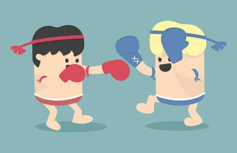 Thai boxing cartoon Stock Illustration