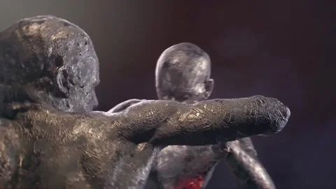 Thai boxing - sculpture composition Stock Footage 292230134