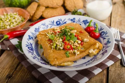 Thai Breakfast Omelette Stock Photos