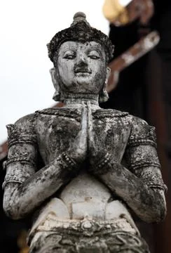Thai Buddha Statue from a Chiang Mail temple, Thailand. Stock Photos