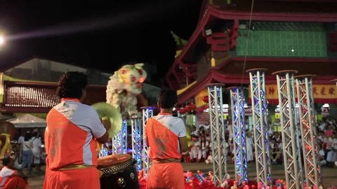 Thai buddhist celebration with dragon Stock Footage 83293773