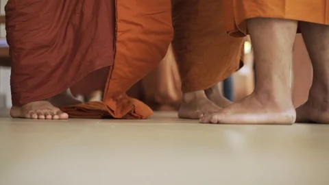 Thai Buddhist monk changing ritual cloth Stock Footage 127366399