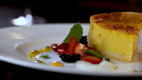 Thai cake with berries Stock Footage 90939272