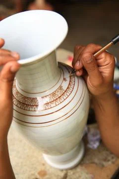 Thai ceramic making patterns, benjarong Stock Photos