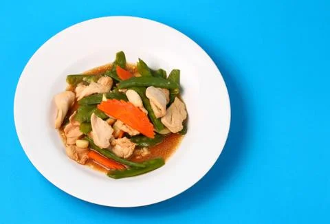 Thai chicken and string beans Stock Photos