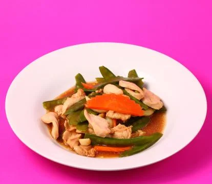 Thai chicken and string beans Stock Photos