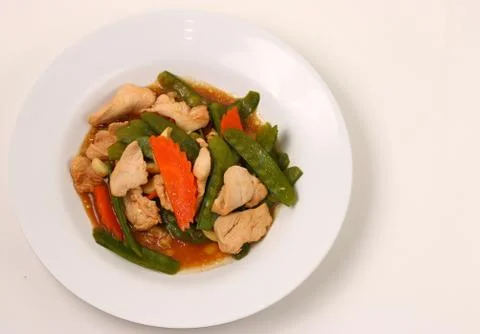 Thai chicken and string beans Stock Photos