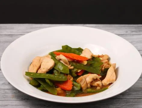 Thai chicken and string beans Stock Photos