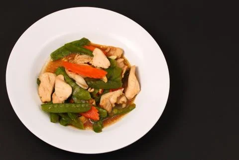 Thai chicken and string beans Stock Photos