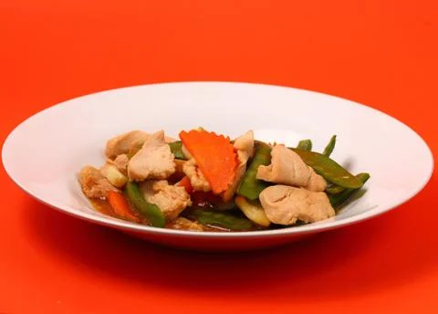 Thai chicken and string beans Stock Photos