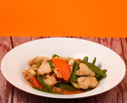 Thai chicken and string beans Stock Photos