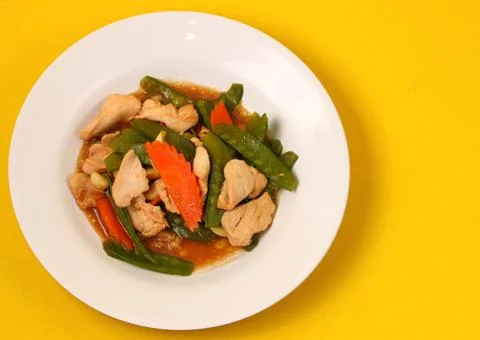 Thai chicken and string beans Stock Photos